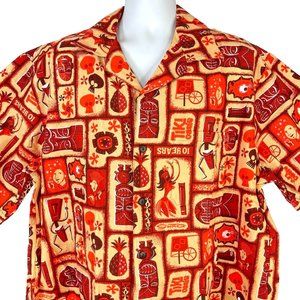 Shag Tiki Oasis 10 XXL Barkcloth Hawaiian Shirt size 2XL Mens 54in 2010 w/Tag